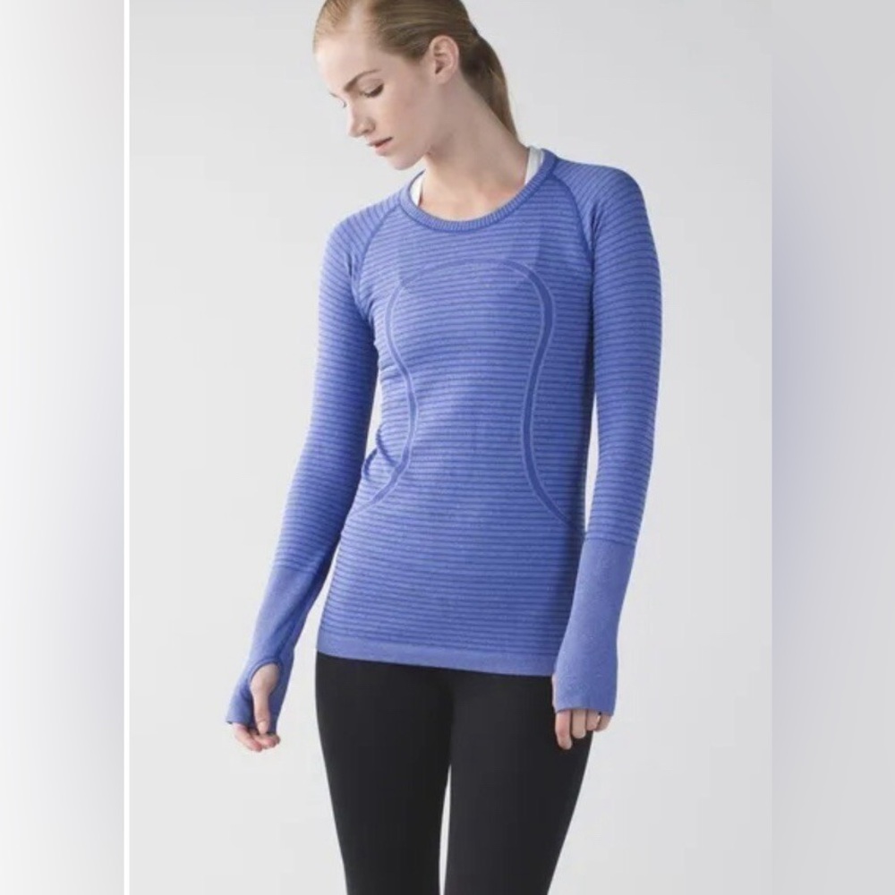 Lululemon Swiftly Tech Long Sleeve Crew Heathered Sapphire Blue